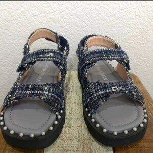 Stuart Weitzman Zoe Lift Tweed Sandals Size 7.5